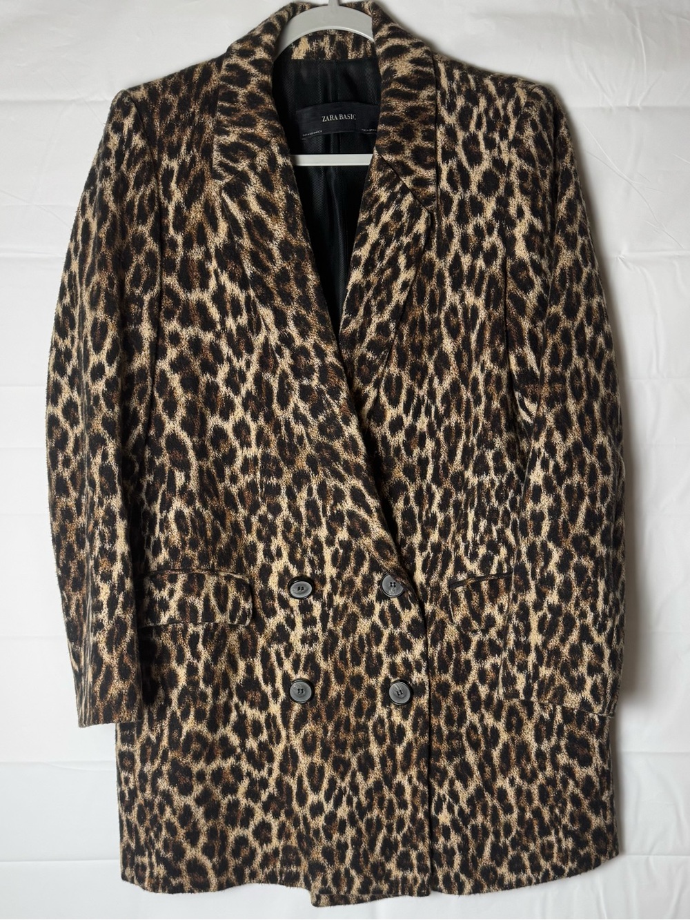 Zara Women’s Leopard Print Double-Breasted Pea Coat - Brown/Black, M. NWOT